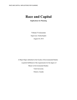 Race and Capital: Implications for Planning