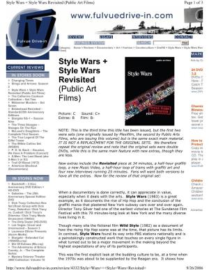 Style Wars + Style Wars Revisited (Public Art Films) Page 1 of 3
