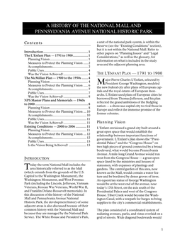 A History of the National Mall and Pennsylvania Avenue National Historic Park