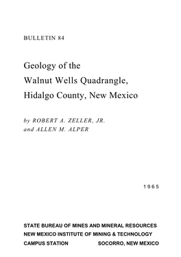 Geology of the Walnut Wells Quadrangle, Hidalgo County, New Mexico by ROBERT A