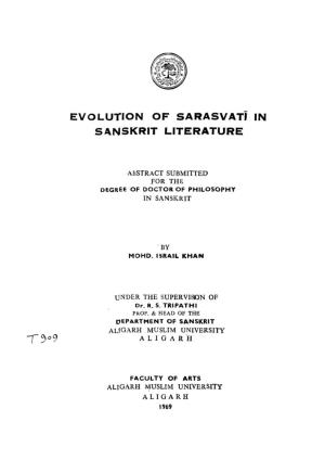 Evolution of Sarasvati in Sanskrit Literature
