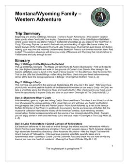 Montana/Wyoming Family – Western Adventure