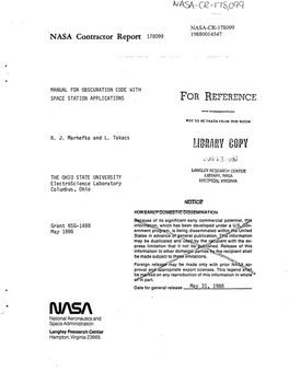 NASA Contractor Report 178099