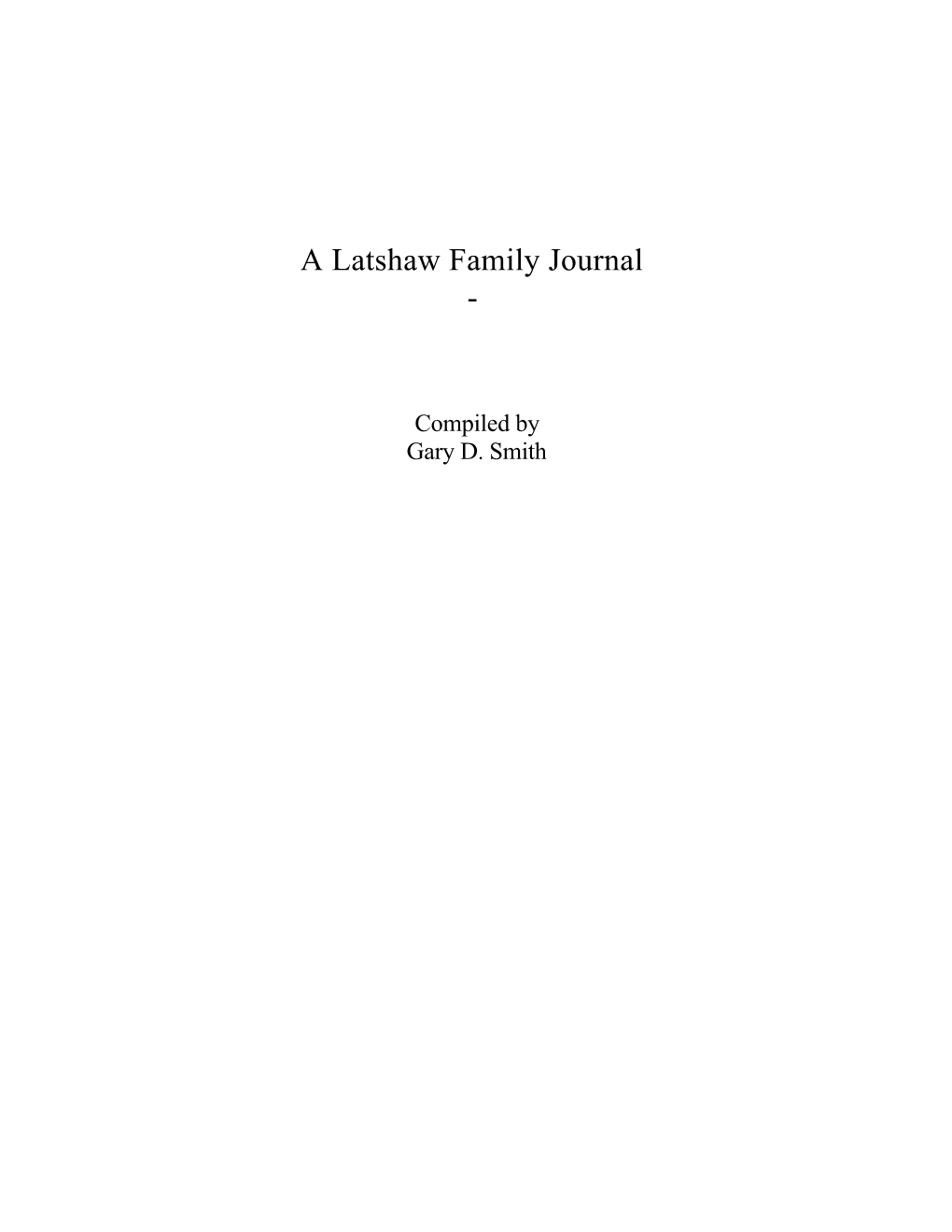 A Latshaw Family Journal