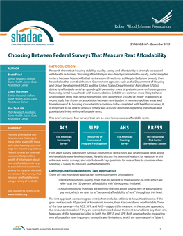 Choosing Between Federal Surveys That Measure Rent Affordability