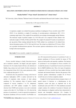 Isolation and Purification of Complex Ii from Proteus Mirabilis Strain Atcc 29245