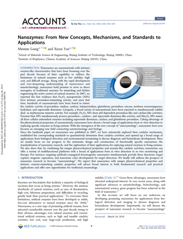 Nanozymes: from New Concepts, Mechanisms, and Standards To