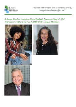 Rebecca Ford to Interview Yara Shahidi, Breakout Star of ABC Television’S “Black-Ish” at NAMWOLF Annual Meeting