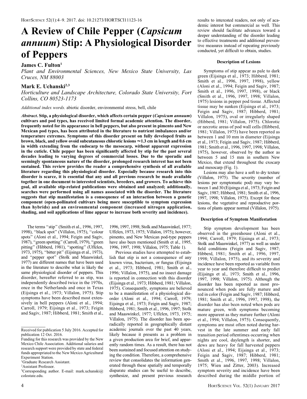 A Physiological Disorder of Peppers