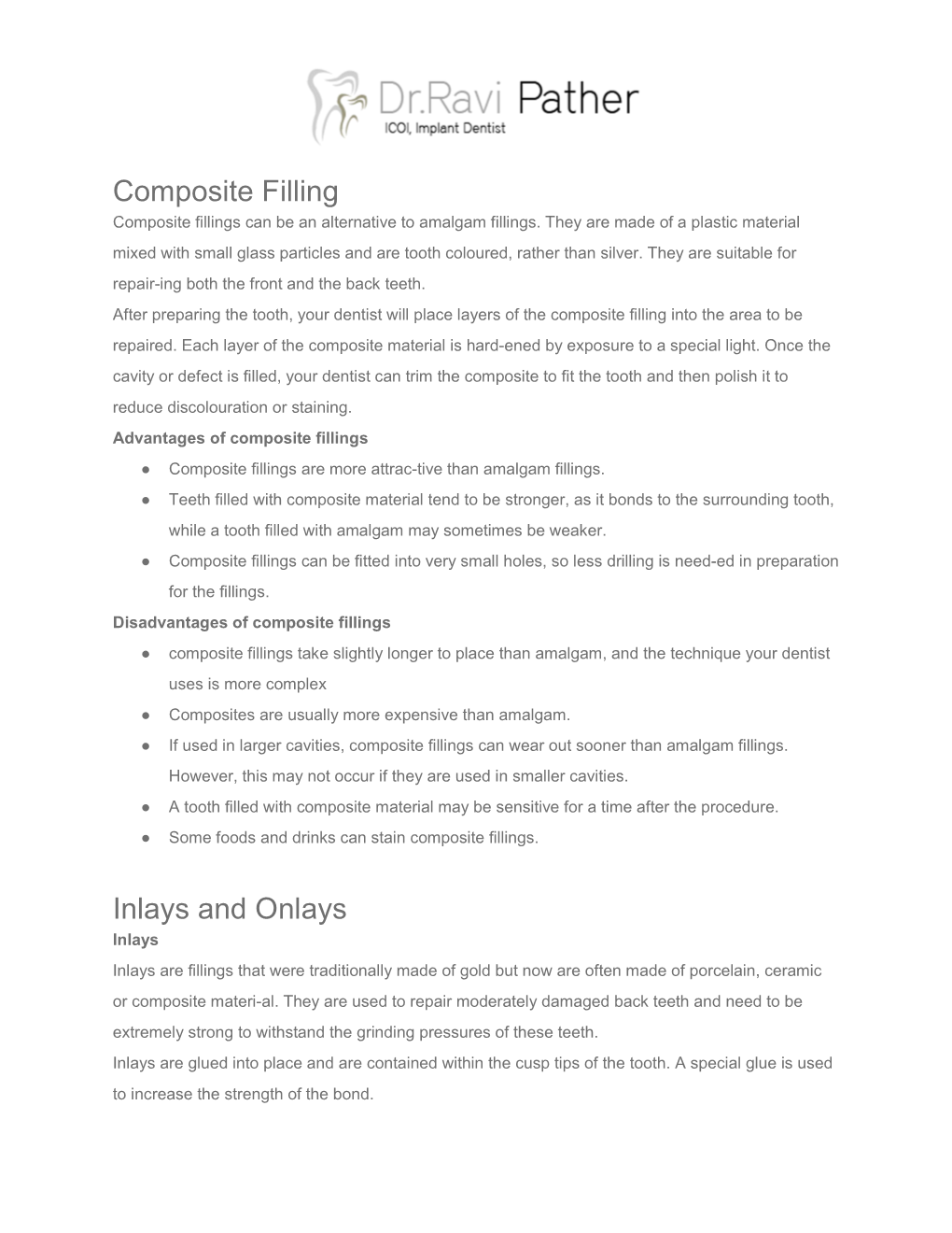 Composite Filling Inlays and Onlays