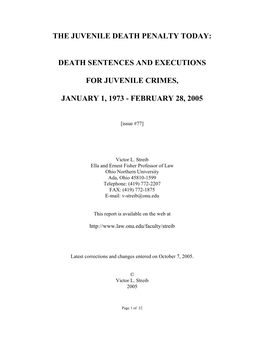 The Juvenile Death Penalty Today