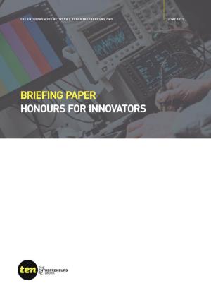 Briefing Paper Honours for Innovators Honours for Innovators 1