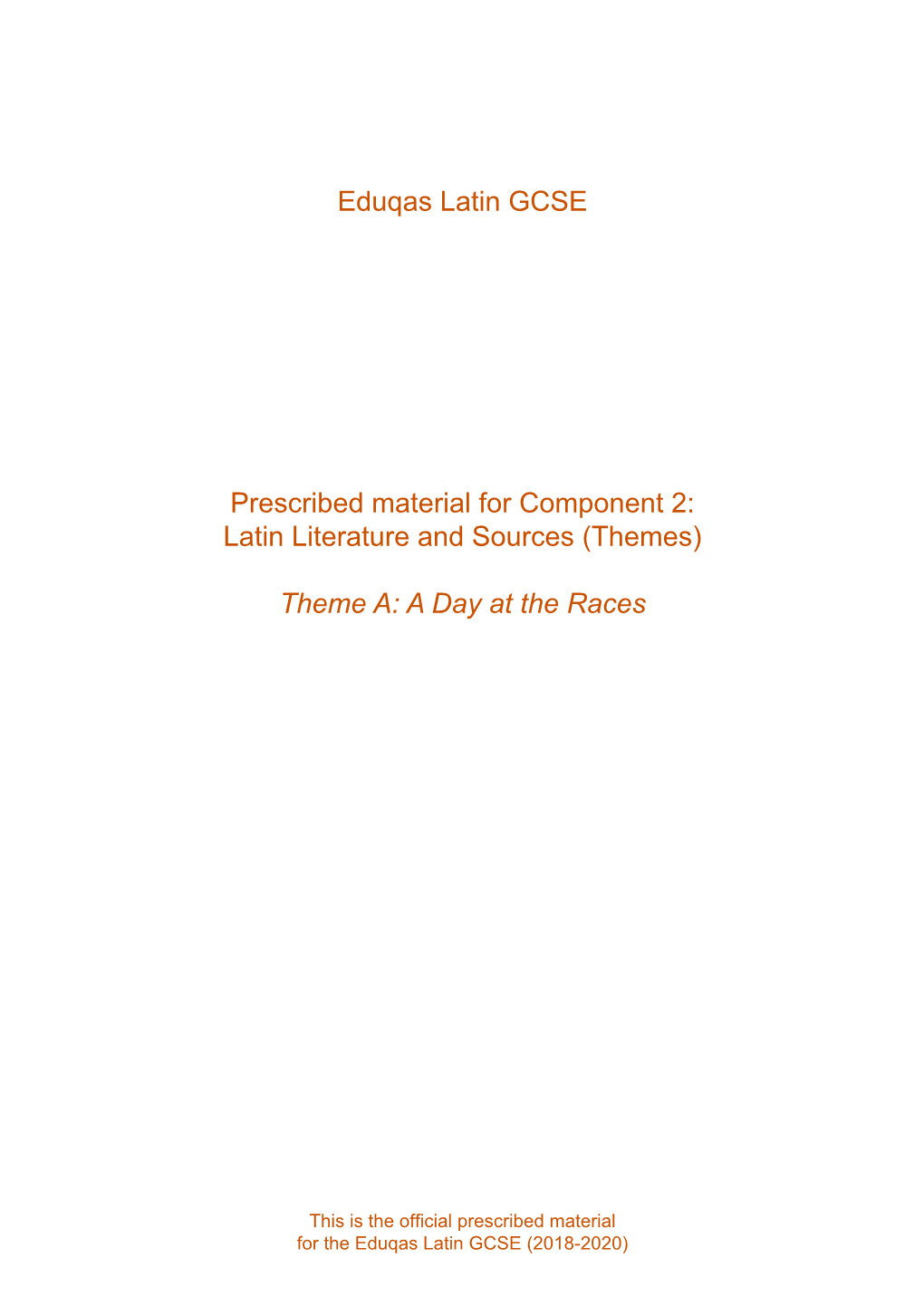 Eduqas Latin GCSE Prescribed Material for Component 2: Latin