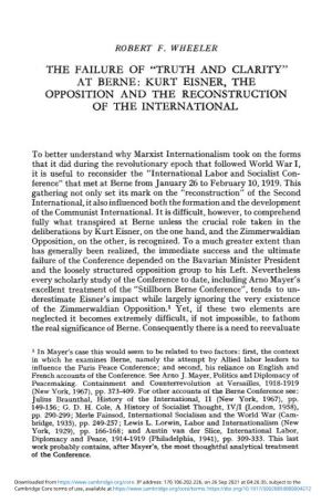 At Berne: Kurt Eisner, the Opposition and the Reconstruction of the International