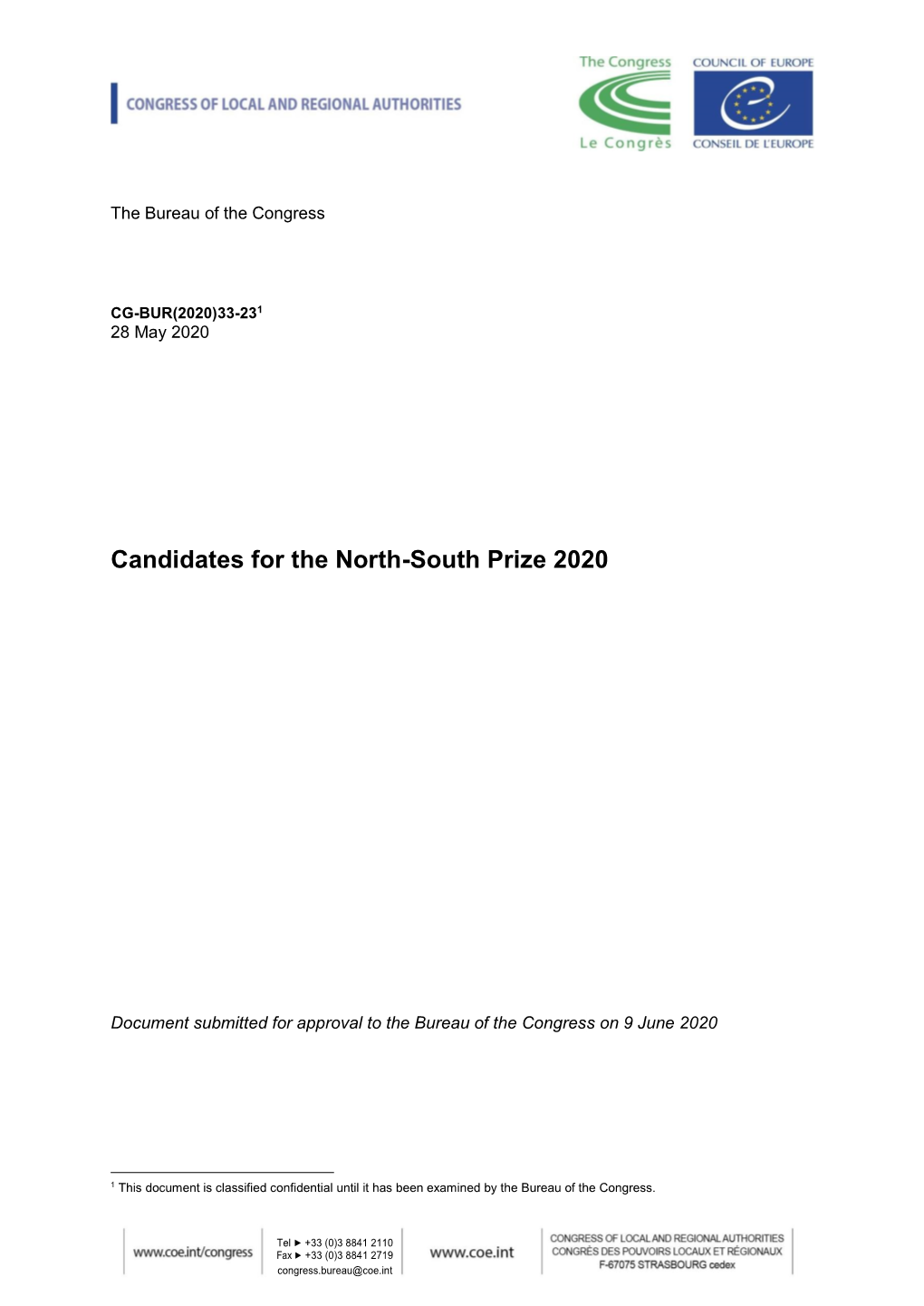 Candidates for the North-South Prize 2020