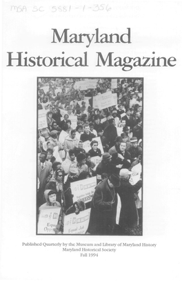 Maryland Historical Magazine, 1994, Volume 89, Issue No. 3