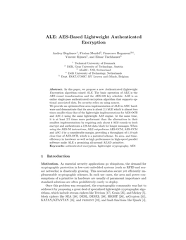 ALE: AES-Based Lightweight Authenticated Encryption