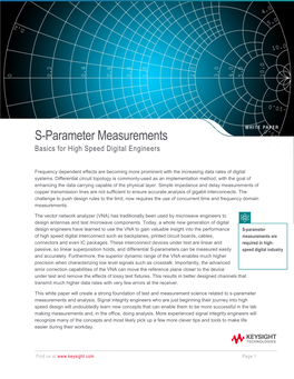 S-Parameter Measurements Basics for High Speed Digital Engineers