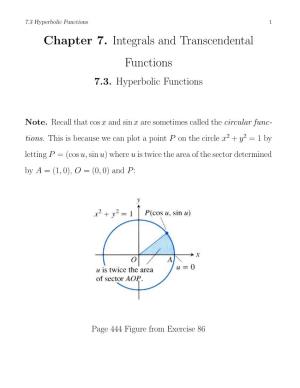 7.3. Hyperbolic Functions