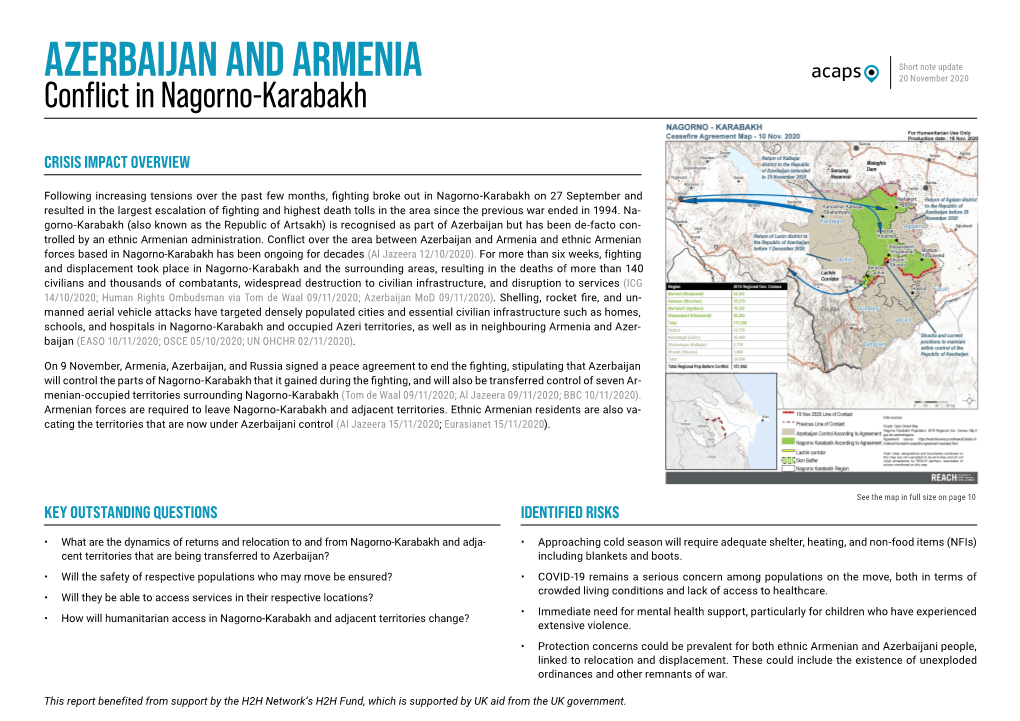 AZERBAIJAN and ARMENIA 20 November 2020 Conflict in Nagorno-Karabakh