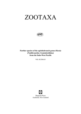 Zootaxa, Mollusca, Goniodorididae, Okenia