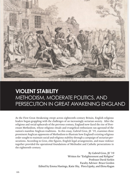 Violent Stability Methodism, Moderate Politics, and Persecution in Great Awakening England