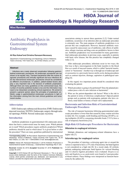 Antibiotic Prophylaxis in Gastrointestinal System Endoscopy