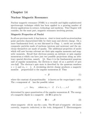 Chapter 14 Nuclear Magnetic Resonance