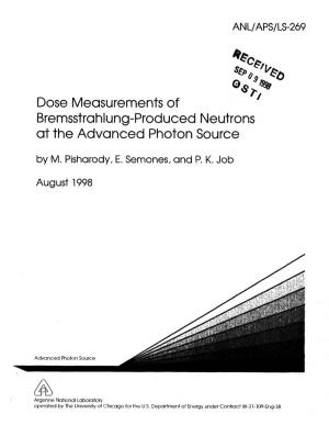 Dose Measurements of Bremsstrahlung-Produced Neutrons at the Advanced Photon Source