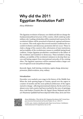 Why Did the 2011 Egyptian Revolution Fail?