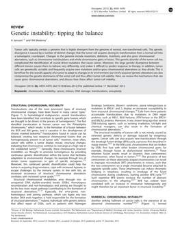 Genetic Instability: Tipping the Balance