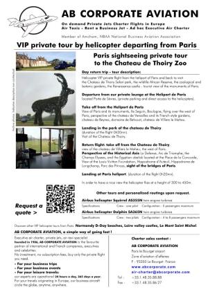 VIP Helicopter Paris Sightseeing Private Tour
