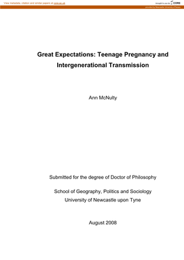 Teenage Pregnancy and Intergenerational Transmission