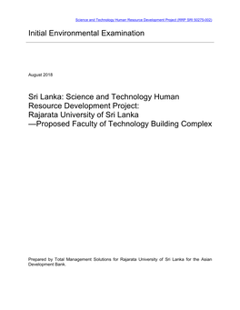 Initial Environmental Examination: Rajarata University of Sri Lanka