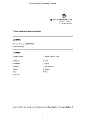 7637 Agenda Council 20 August 2020, Order Paper.Pdf