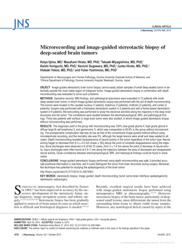 Microrecording and Image-Guided Stereotactic Biopsy of Deep-Seated Brain Tumors