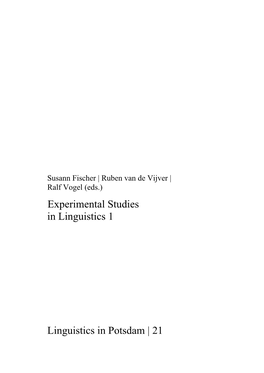 Experimental Studies in Linguistics 1 Linguistics in Potsdam | 21