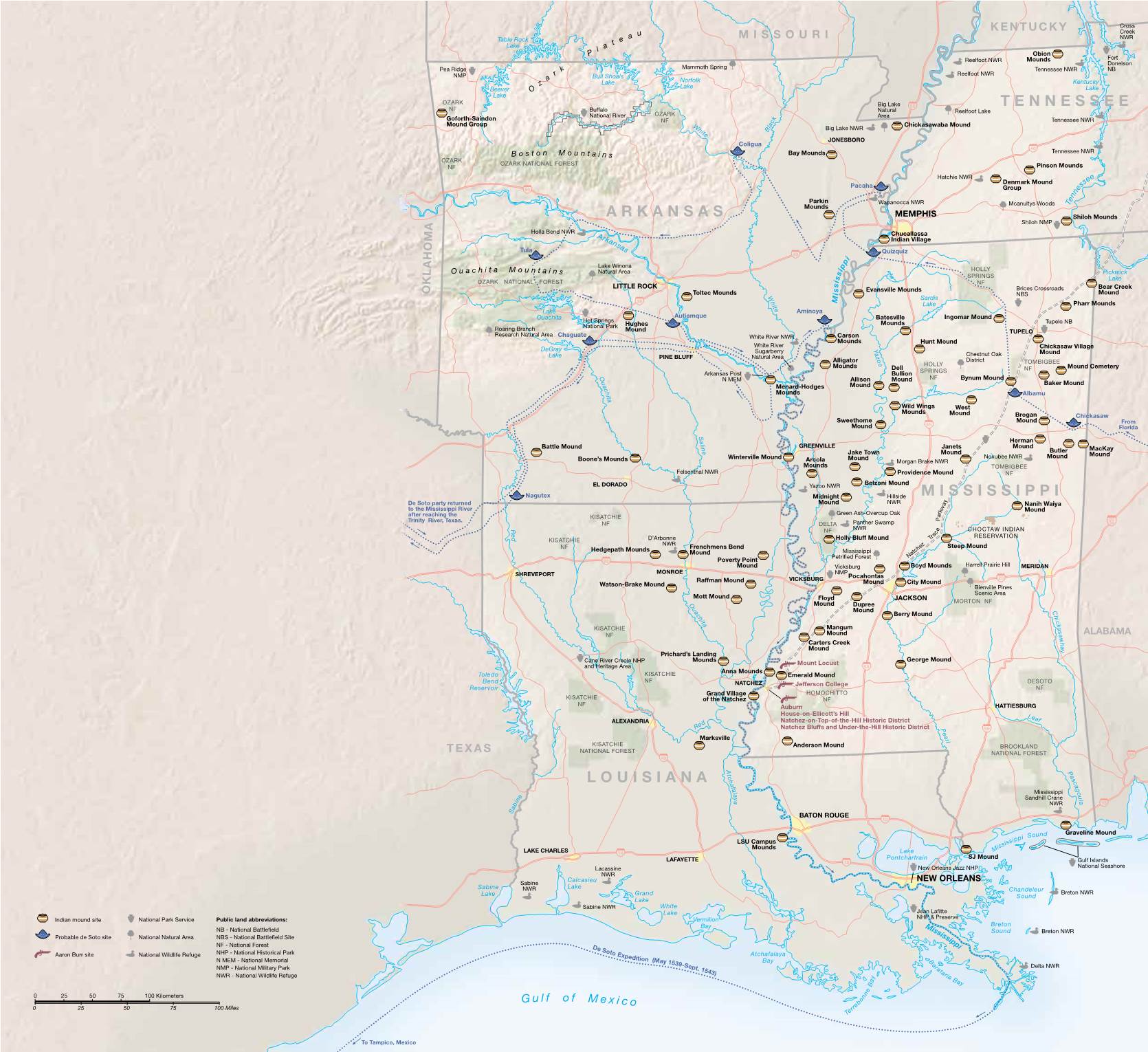 Louisiana Mississippi Tennessee Arkansas