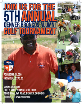Join Us for the 5Th Annual Denver Broncos Alumni Golf Tournament