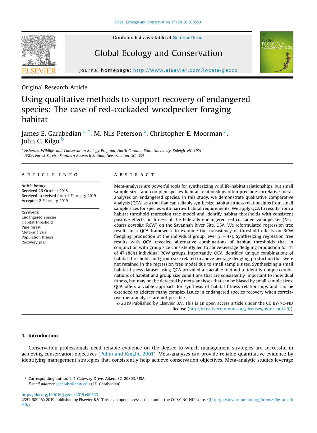 The Case of Red-Cockaded Woodpecker Foraging Habitat