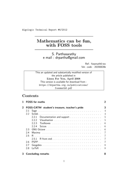 Mathematics Can Be Fun, with FOSS Tools