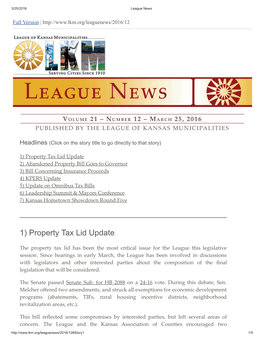 1) Property Tax Lid Update