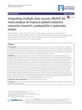 For Meta-Analysis to Improve Patient-Centered