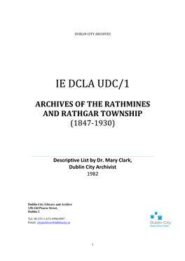 Archives of the Rathmines and Rathgar Township (1847-1930)