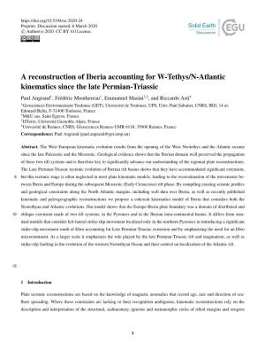 A Reconstruction of Iberia Accounting for W-Tethys/N-Atlantic Kinematics Since the Late Permian-Triassic