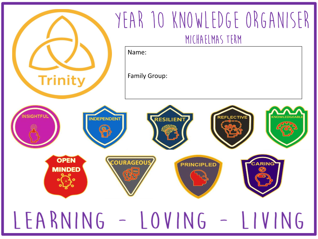YEAR 10 KNOWLEDGE ORGANISER Michaelmas Term Name