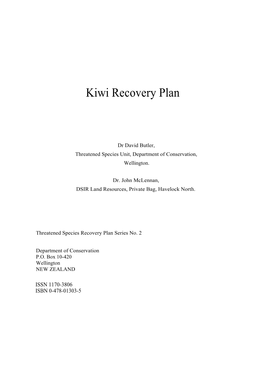 Kiwi Recovery Plan