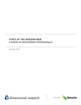 State of the Modern Web a Survey of Development Professionals
