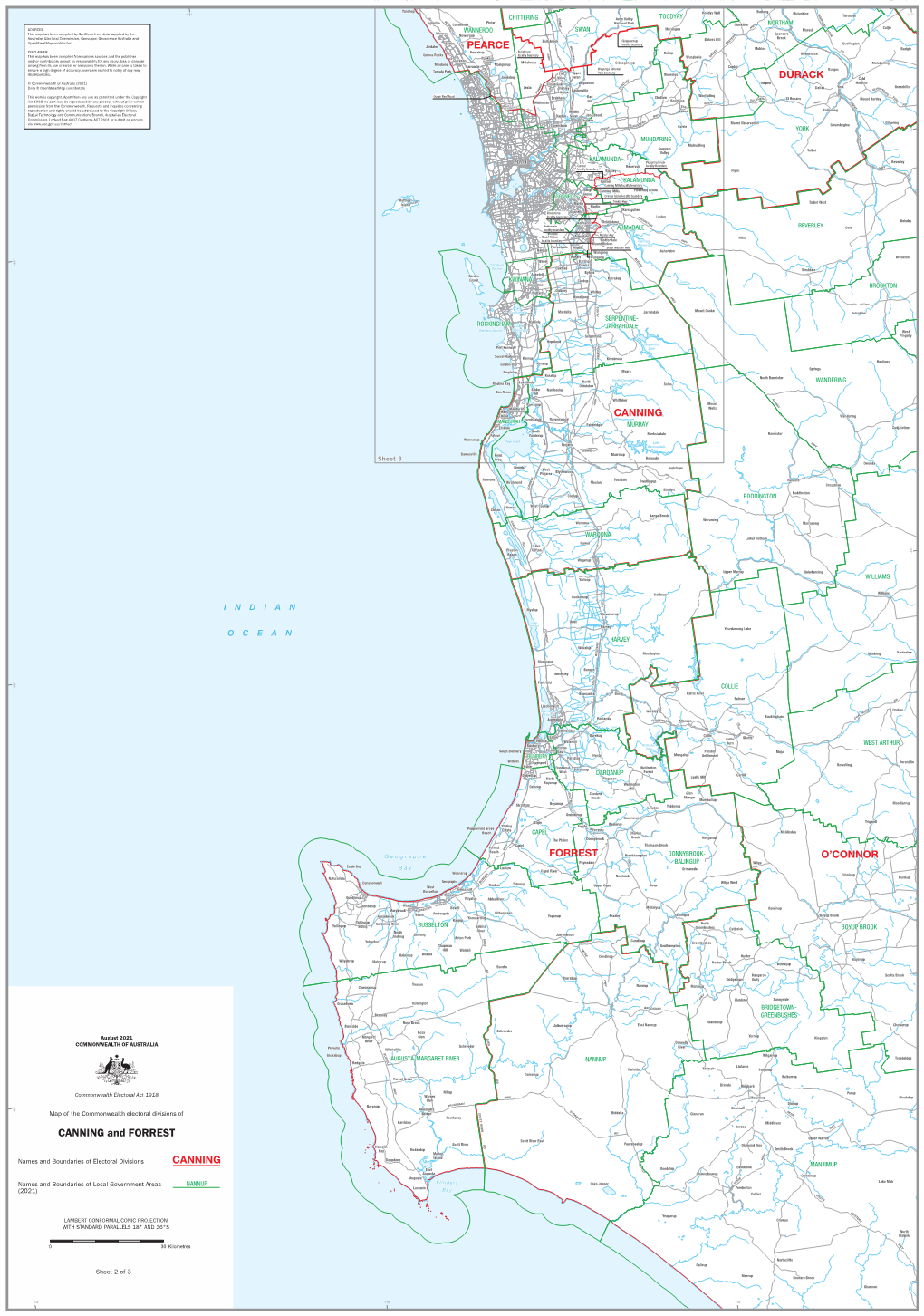 Map of Federal Electoral Divisions of Canning and Forrest