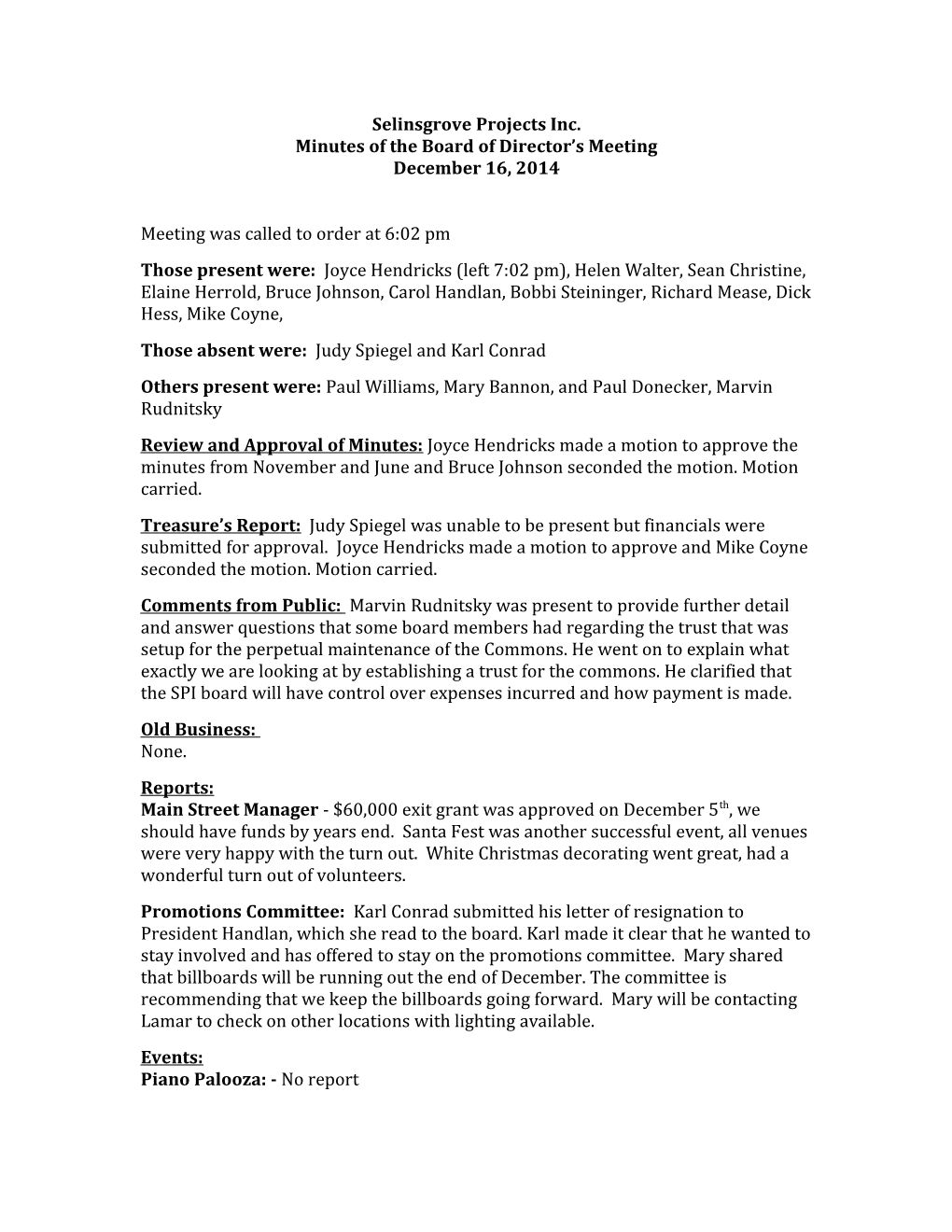 Minutes of the Board of Director S Meeting